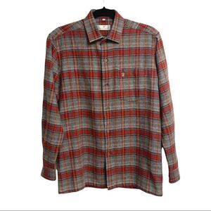 MARIANO RUBINACCI Italy Plaid Button Front Long Sleeve Shirt Red Grey 37